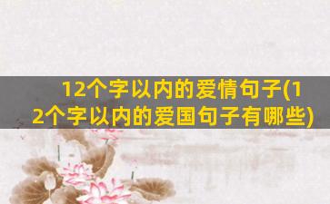 12个字以内的爱情句子(12个字以内的爱国句子有哪些)