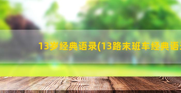 13岁经典语录(13路末班车经典语录)