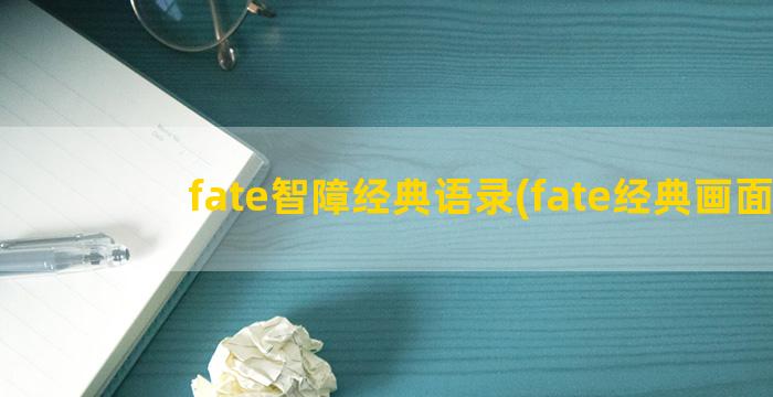 fate智障经典语录(fate经典画面)