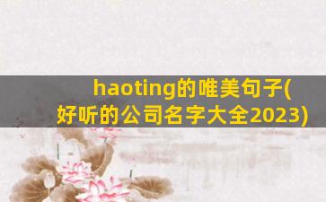 haoting的唯美句子(好听的公司名字大全2023)