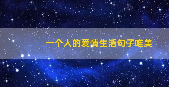 一个人的爱情生活句子唯美