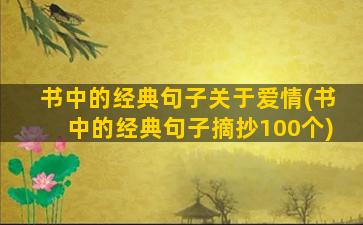 书中的经典句子关于爱情(书中的经典句子摘抄100个)