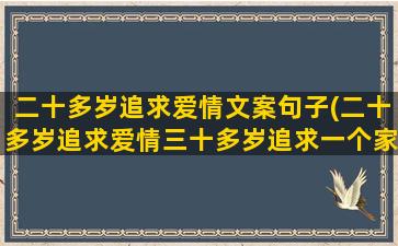 二十多岁追求爱情文案句子(二十多岁追求爱情三十多岁追求一个家)