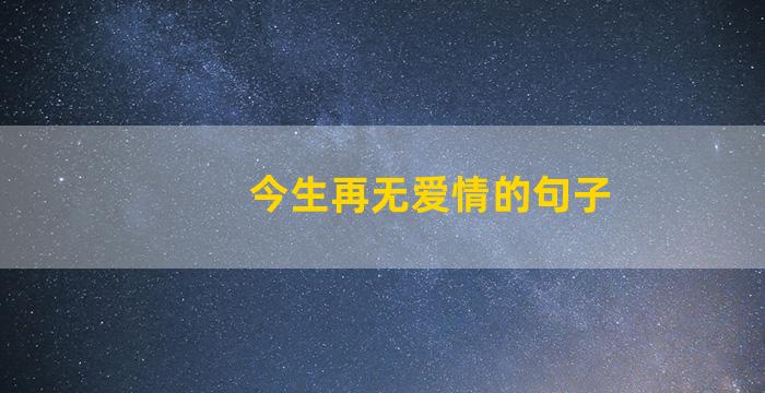 今生再无爱情的句子