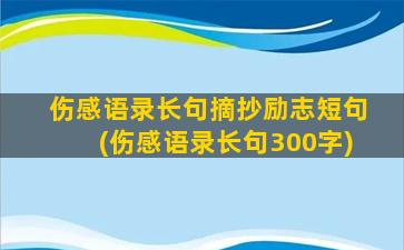 伤感语录长句摘抄励志短句(伤感语录长句300字)