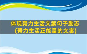 体现努力生活文案句子励志(努力生活正能量的文案)