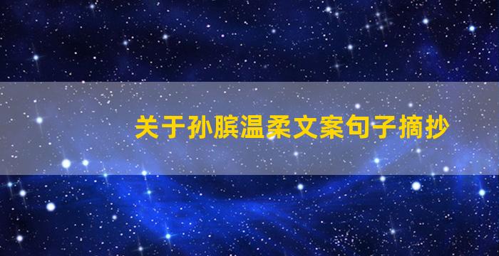 关于孙膑温柔文案句子摘抄