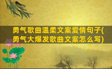 勇气歌曲温柔文案爱情句子(勇气大爆发歌曲文案怎么写)