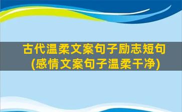 古代温柔文案句子励志短句(感情文案句子温柔干净)