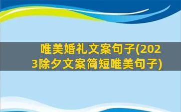 唯美婚礼文案句子(2023除夕文案简短唯美句子)