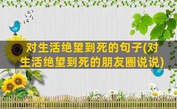 对生活绝望到死的句子(对生活绝望到死的朋友圈说说)