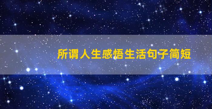 所谓人生感悟生活句子简短