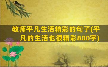 教师平凡生活精彩的句子(平凡的生活也很精彩800字)