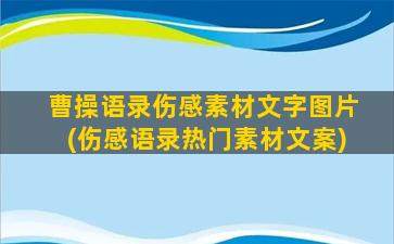 曹操语录伤感素材文字图片(伤感语录热门素材文案)