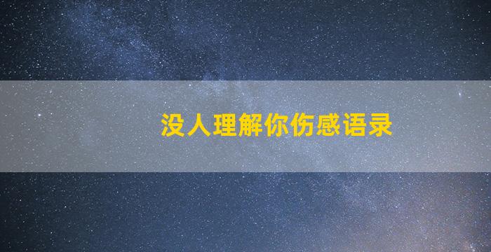 没人理解你伤感语录