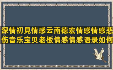 深情初見情感云南德宏情感情感悲伤音乐宝贝老板情感情感语录如何创作