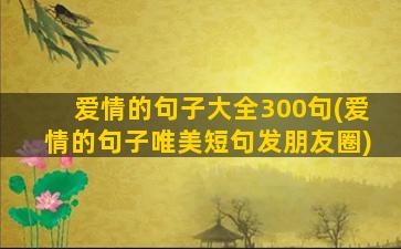 爱情的句子大全300句(爱情的句子唯美短句发朋友圈)