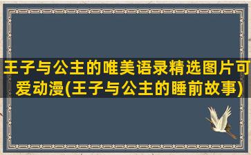 王子与公主的唯美语录精选图片可爱动漫(王子与公主的睡前故事)