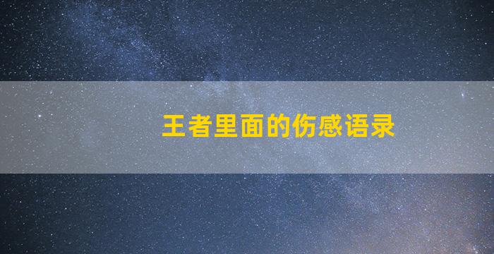 王者里面的伤感语录