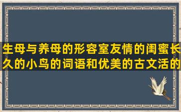 生母与养母的形容室友情的闺蜜长久的小鸟的词语和优美的古文活的漂亮的关于友情的句子简短(养母的恩情比生母大怎么形容)