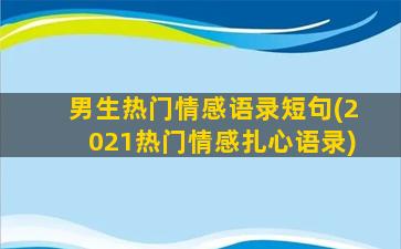 男生热门情感语录短句(2021热门情感扎心语录)