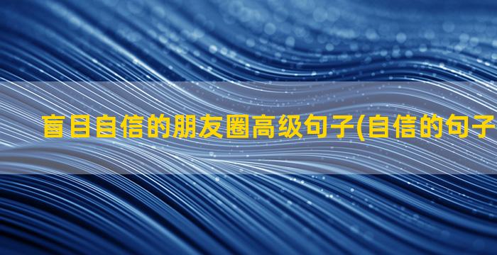 盲目自信的朋友圈高级句子(自信的句子发朋友圈)