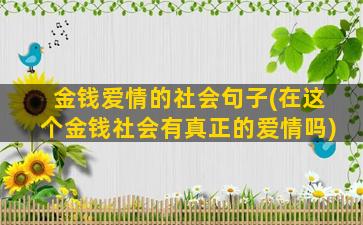 金钱爱情的社会句子(在这个金钱社会有真正的爱情吗)