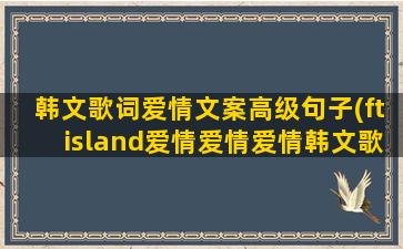 韩文歌词爱情文案高级句子(ftisland爱情爱情爱情韩文歌词)